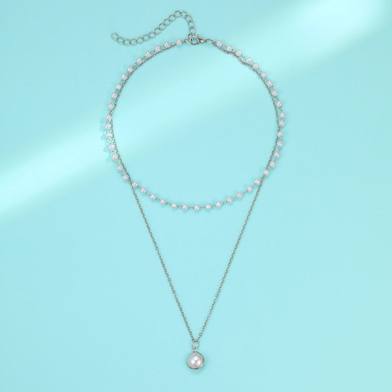 Pearl Pendant Multi-layer Necklace Stylish Women