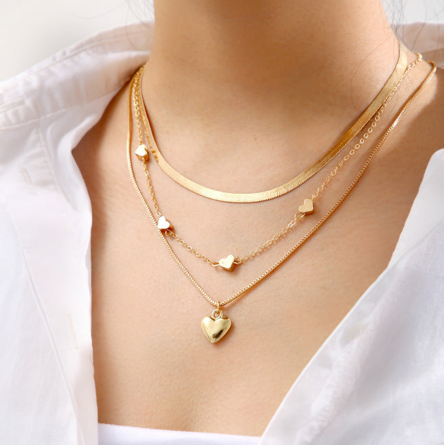 New Fashion Heart Triple Layers Pendant Necklace