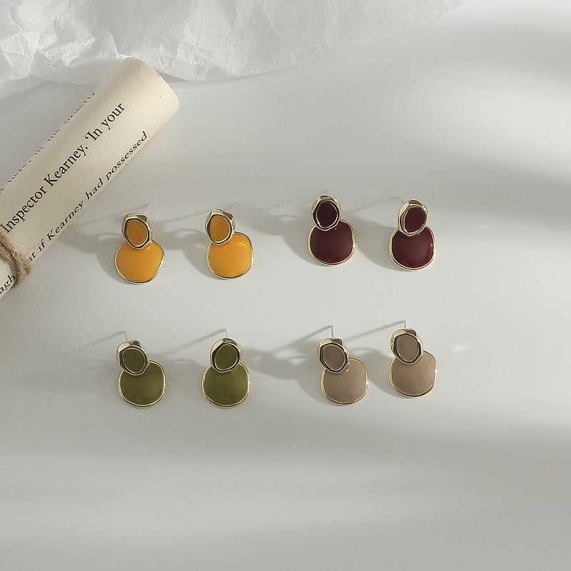 Geometric Round Drop Earring