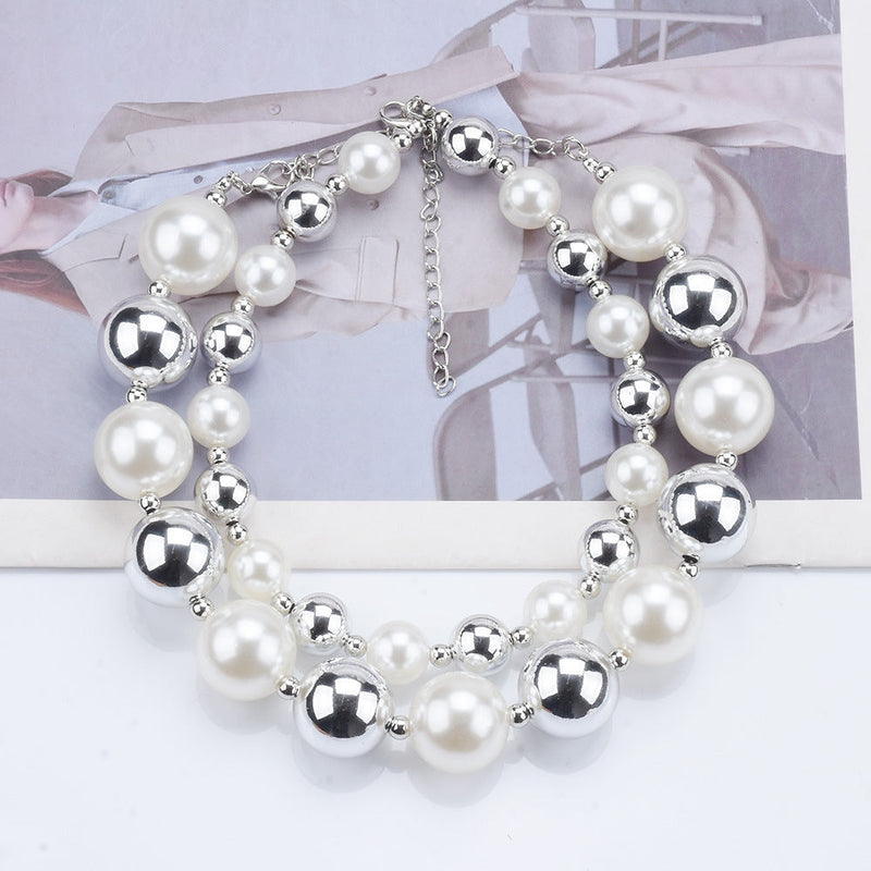 Chunky Choker Necklace Pearl Statement Necklace