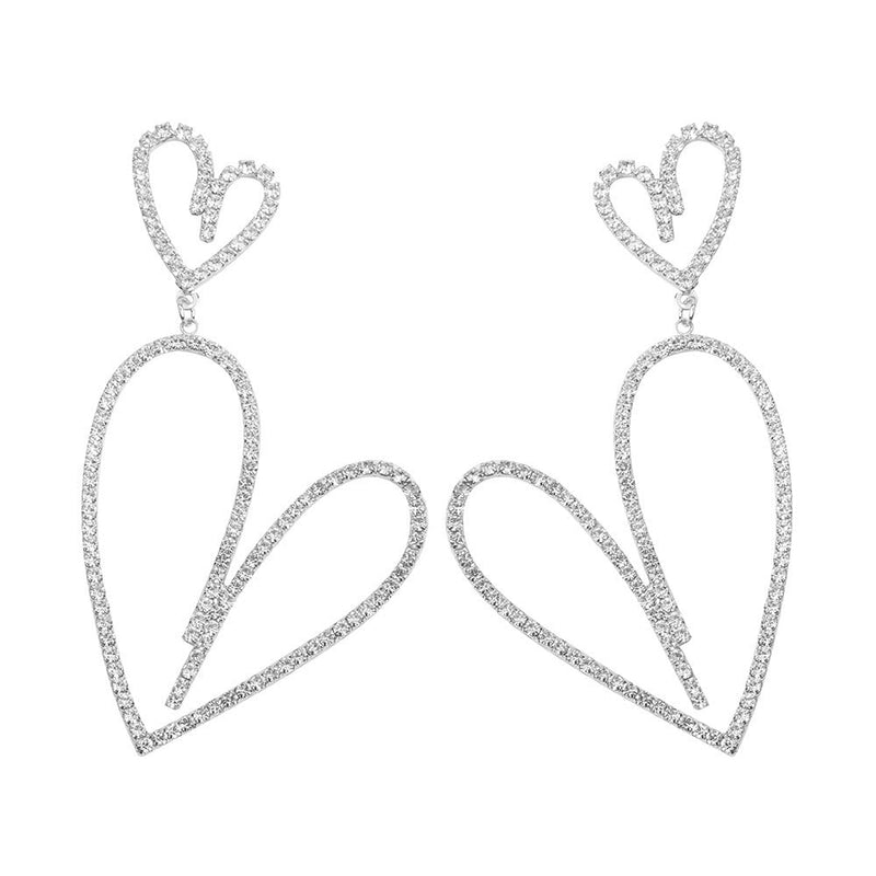 Crystal Rhinestone Heart Drop Dangle Earrings