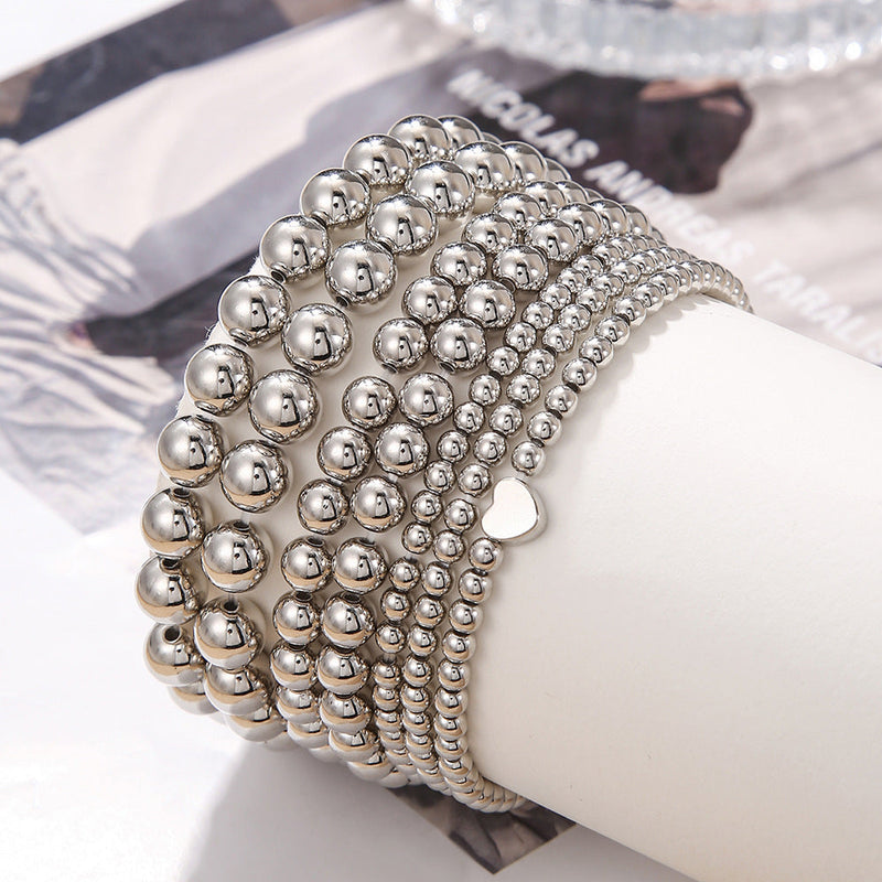 Metallic Bead Stretch Bracelet Set