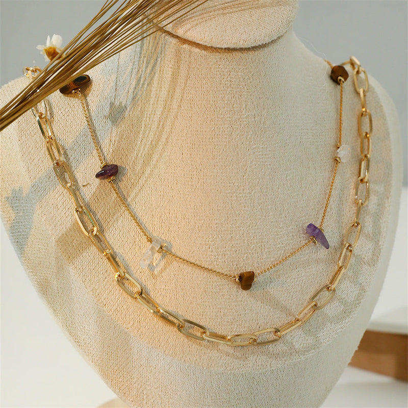 Layer Chain Necklace for Women Nature Stone