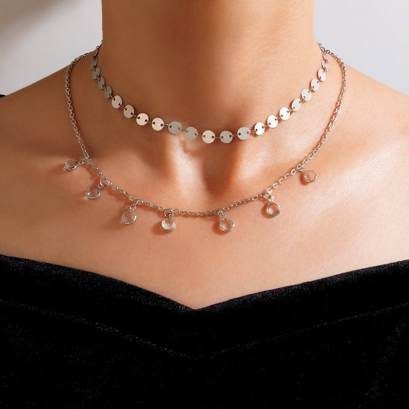 Multi Round Small Disc Charm Necklace