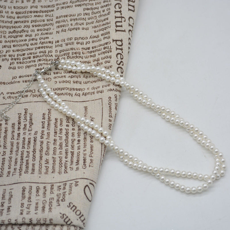 Multi layers women choker Pearl Necklace Round Twisted