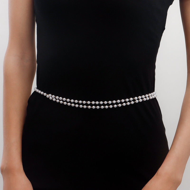 Pearl Beads Waist Chain Layered Belly Chains