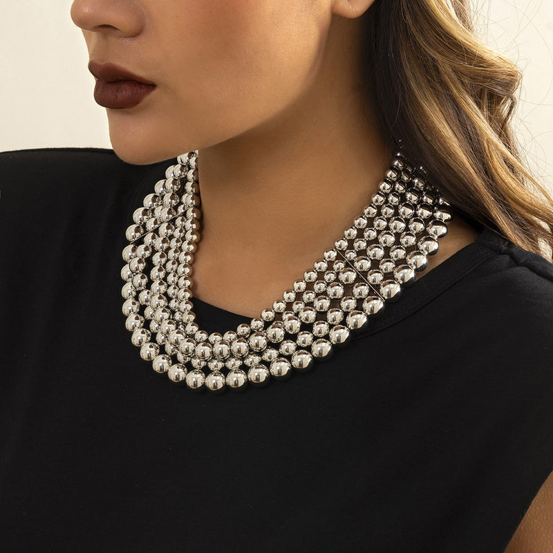 Boho Multilayer Chunky Beads Layered Choker Necklaces