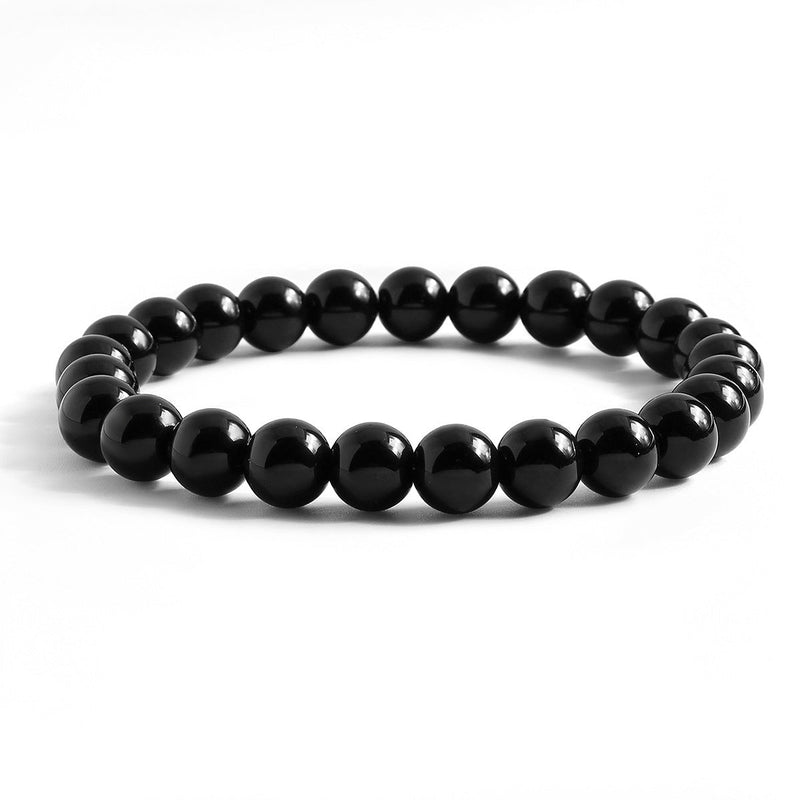 Black Glass Bead Elastic Bracelets
