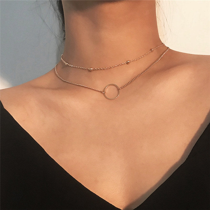 Modern Choker Necklace Two Layers