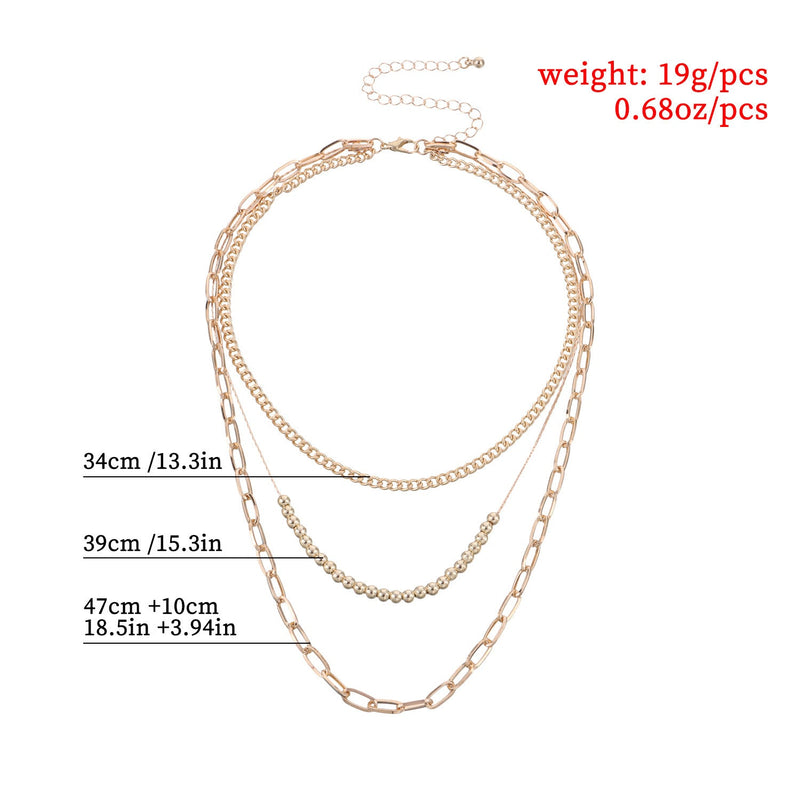 Paperclip Chain Triple Layer Necklace