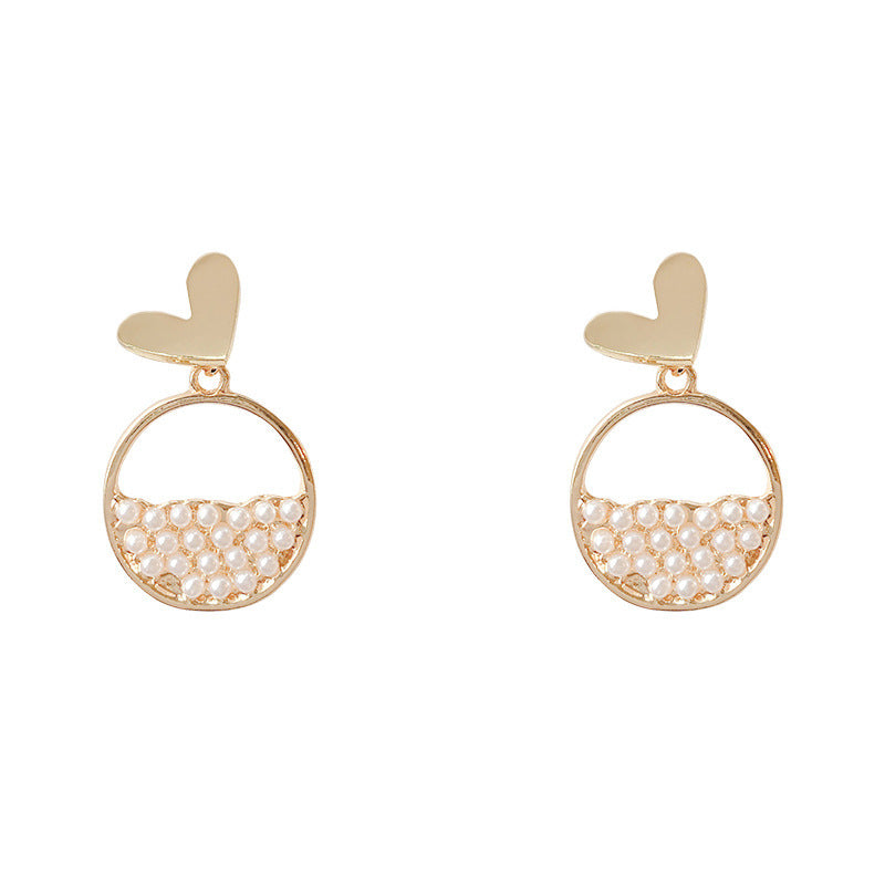 Geometric Pearl Dangle Earrings