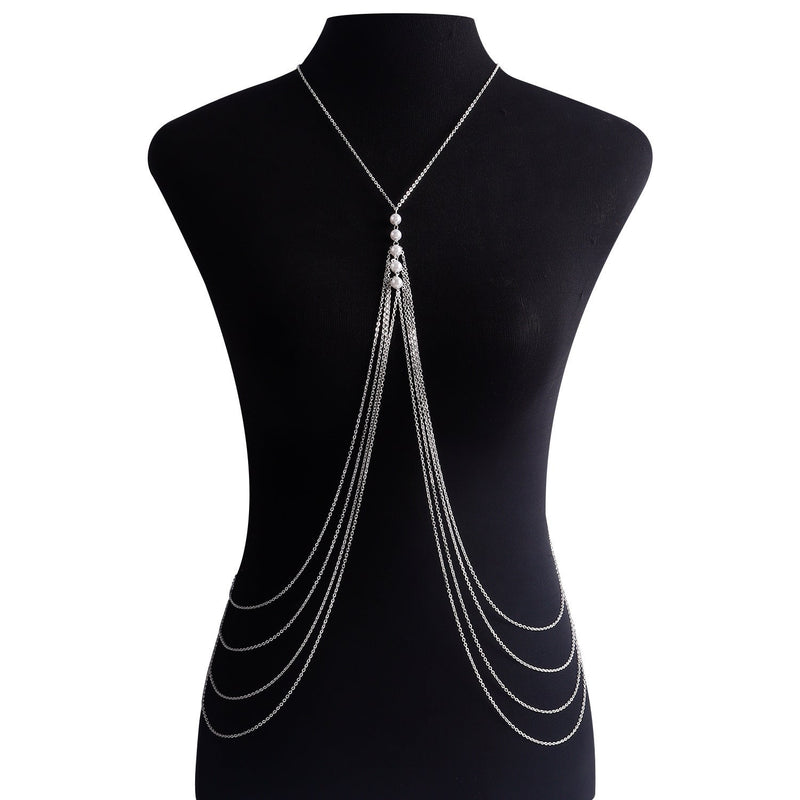 Sexy Hottie Geometric Imitation Pearl Multi-layer Body Chain