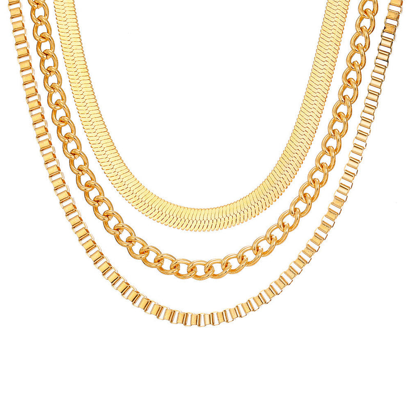 Three Link Chains Jewelry Necklace Snake Chain