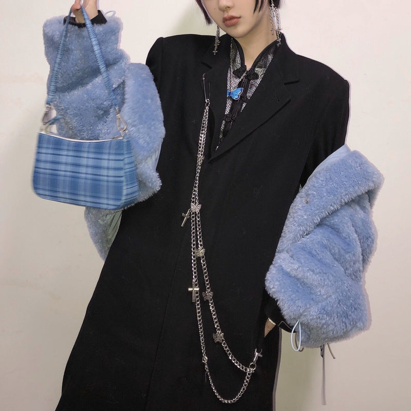 Punk Butterfly Belt Waist Chain Multi Layer HipHop Keychain Jewelry