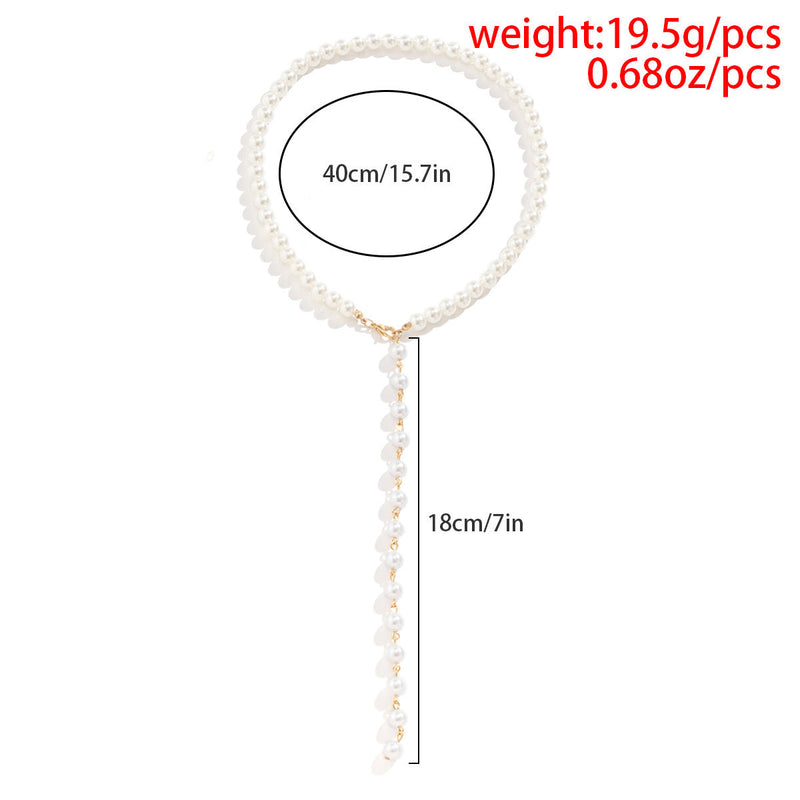 Bohemian Imitation Pearl Long Pendant Choker Necklace