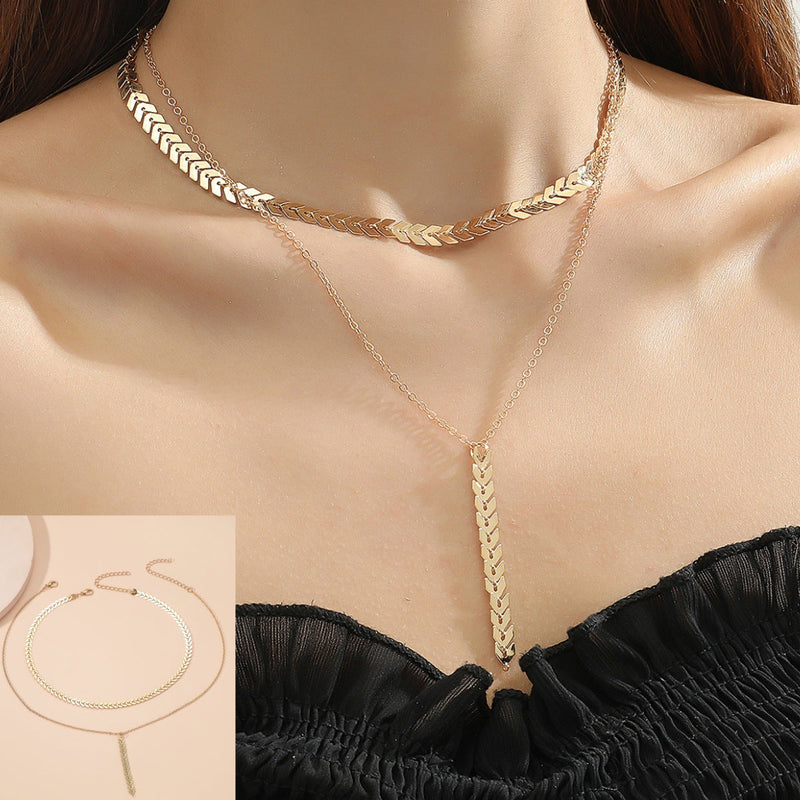 Wheat Chain Choker Layer Necklace