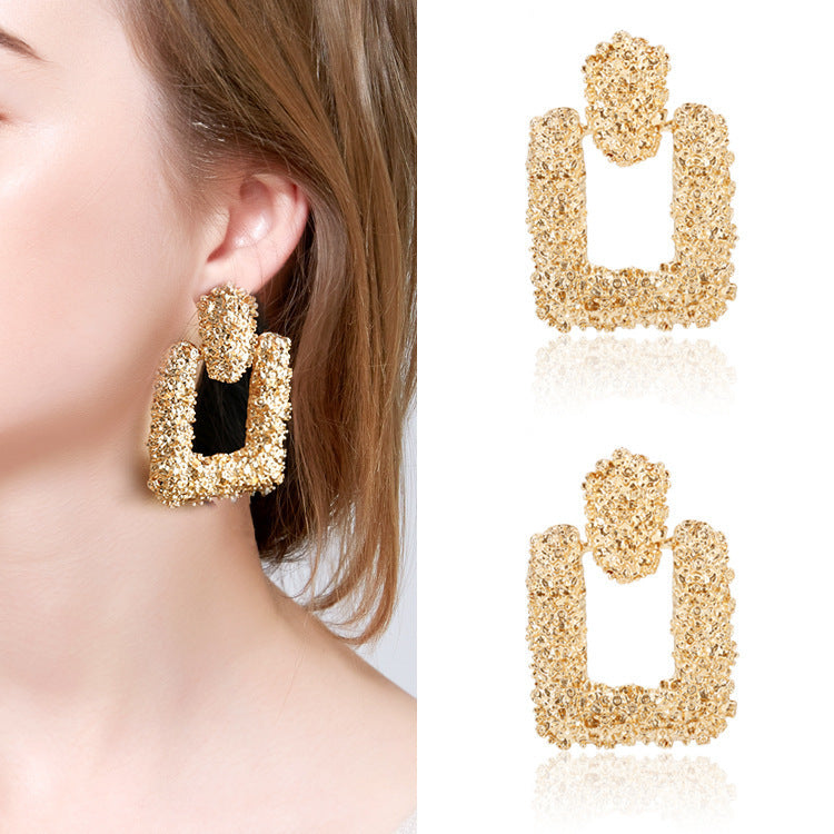 Hollow Large Square Stud Statement Earrings