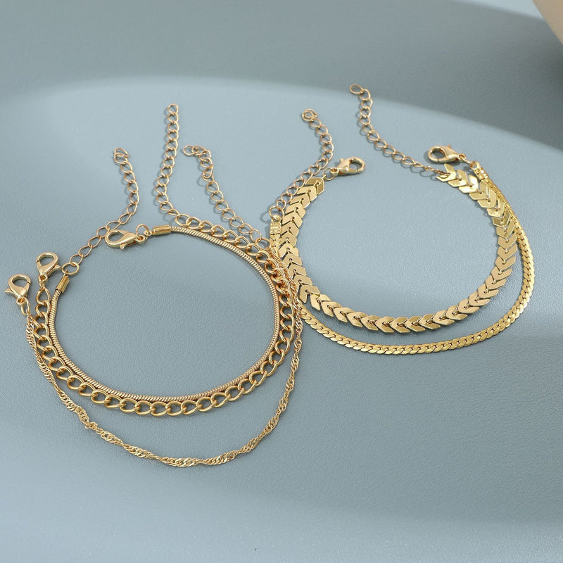 Girls Twist Snake Boho Chunky Chain Bracelets Set