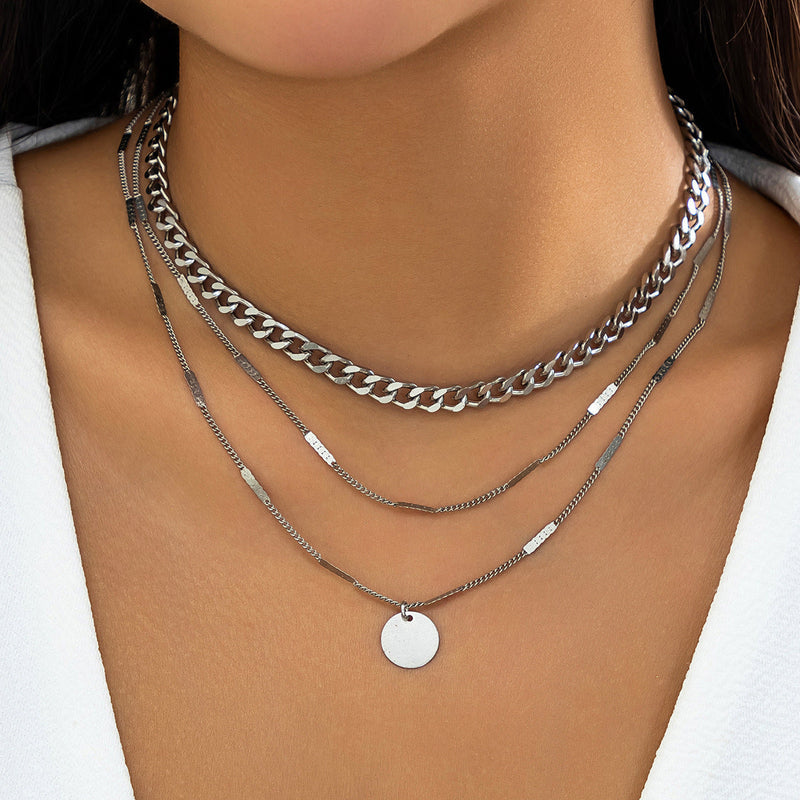 Coin Pendant Chain Necklace Long Multilayer