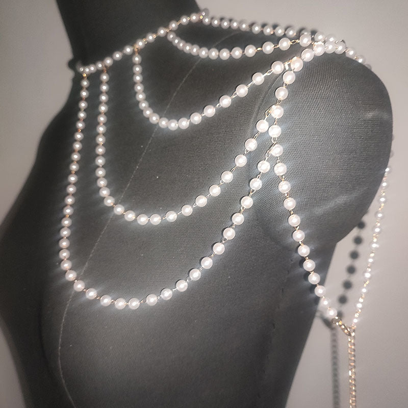Tassel Chest Sexy Layer Pearl Body Chain