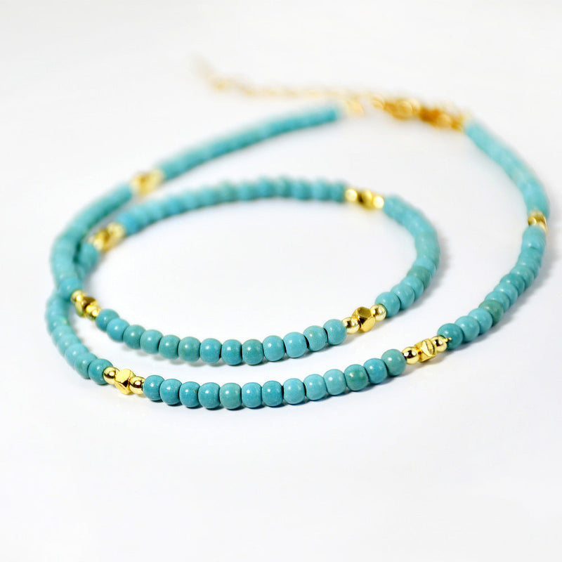 Natural Gemstone Turquoise Charms Necklace
