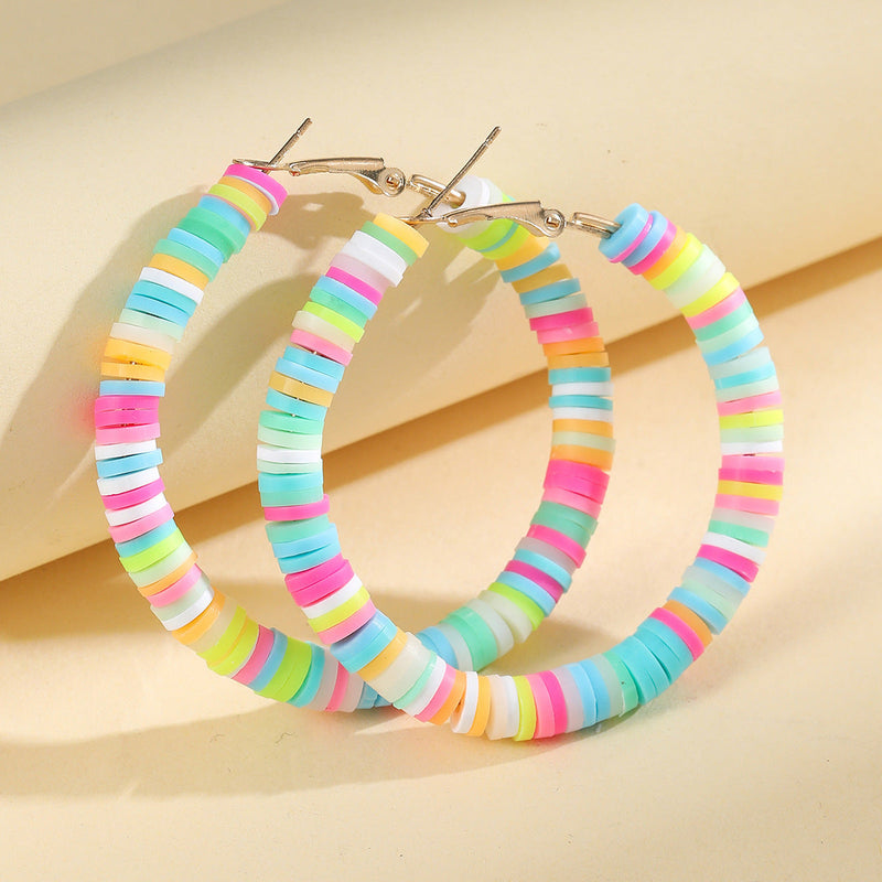 Bohemian Circle Hoop Polymer Clay Earrings