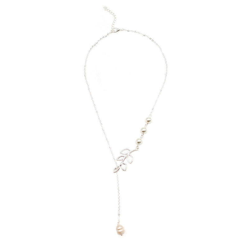 Leaf Pearl Water Drop Necklace