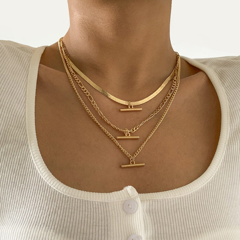 T Bar Necklace Multilayer Simple Layered Necklace
