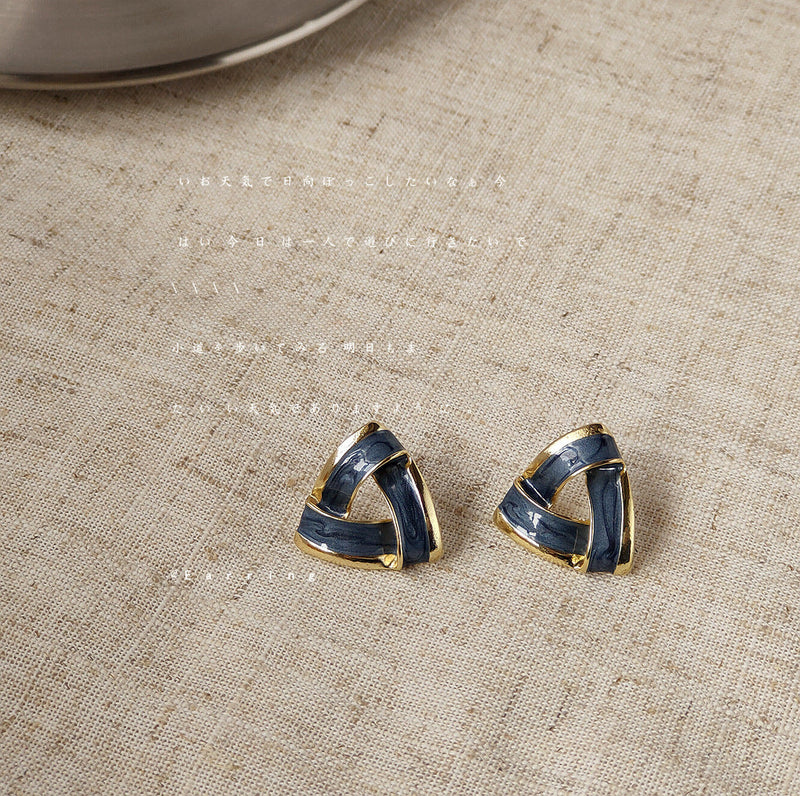 Enamel Geometric Triangle Stud Earrings