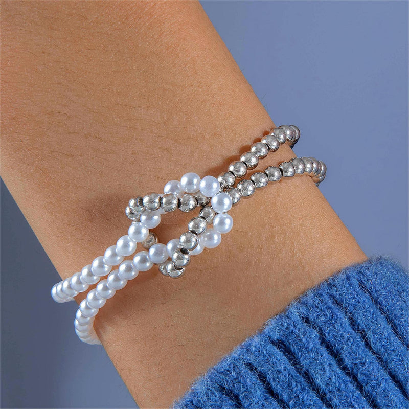 Pearl Knot Stacked Wear Bracelet