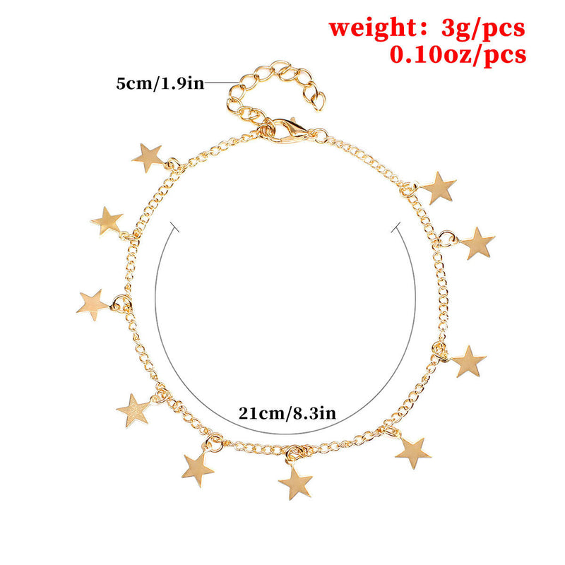 Star Pendants Tassel Anklets Chain