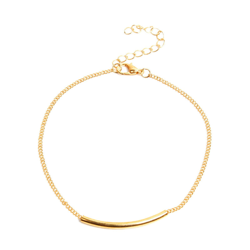 Women Square Tube Curved Bar Ankle Bracelets