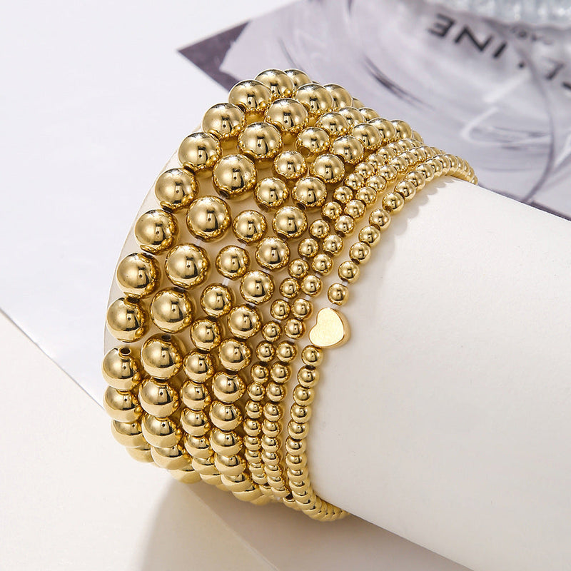 Metallic Bead Stretch Bracelet Set
