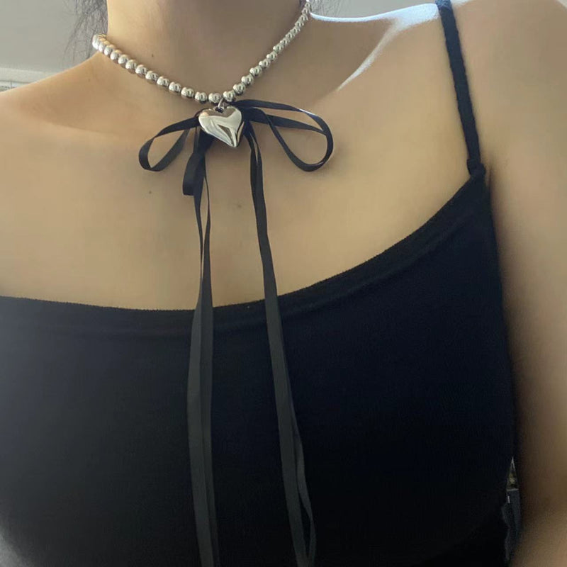 Bow love Beaded Necklace Fashion Sweet