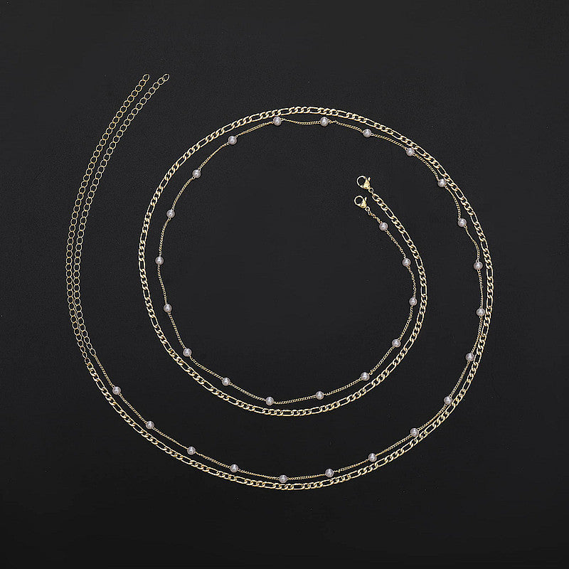 Multi Layered Bead Pearl Waist Chain