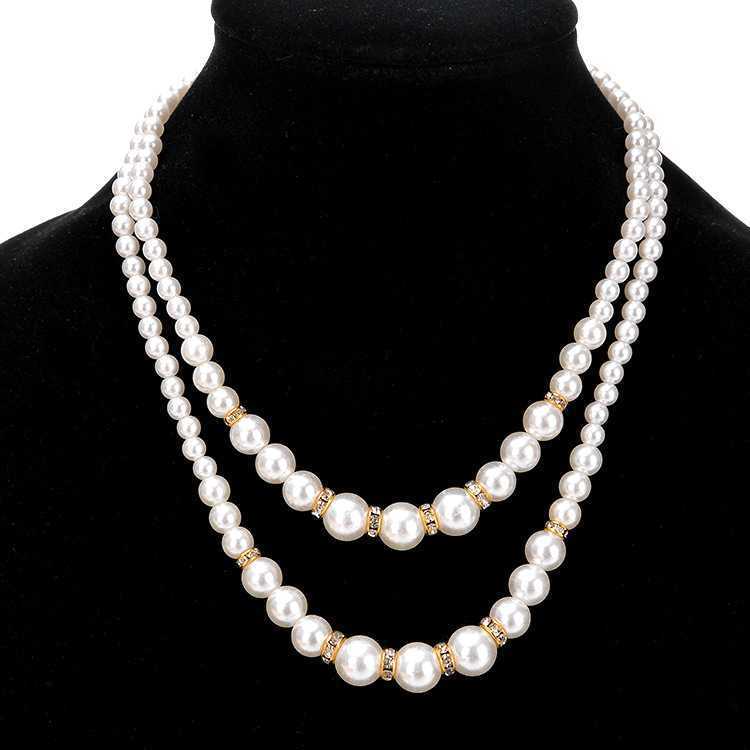 Pearl Necklace Double layer Pearl Multi-layer Stone Ring Beaded Necklace