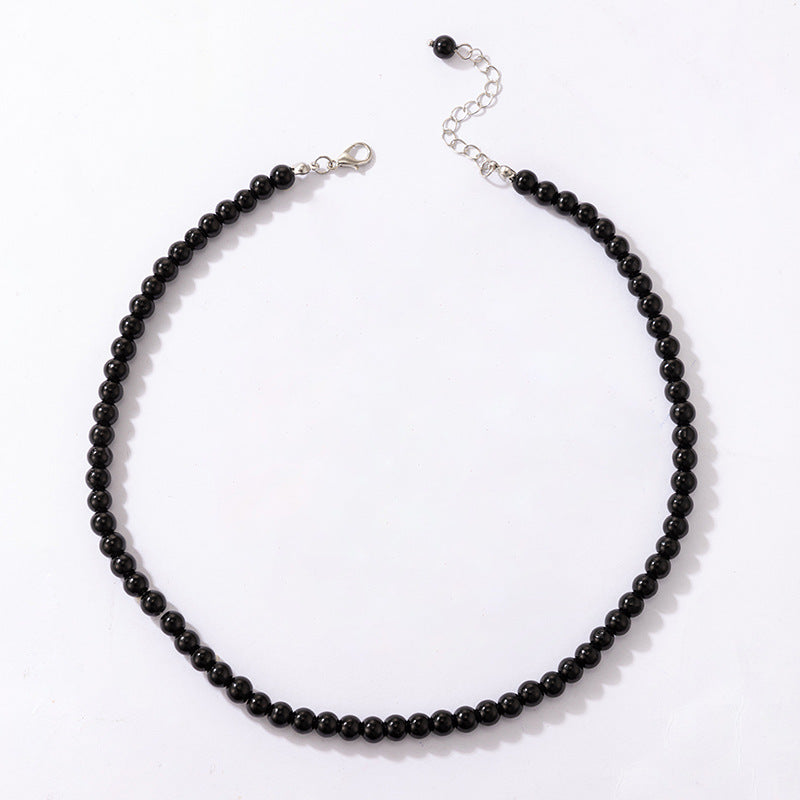 Black Glass Beads Necklace