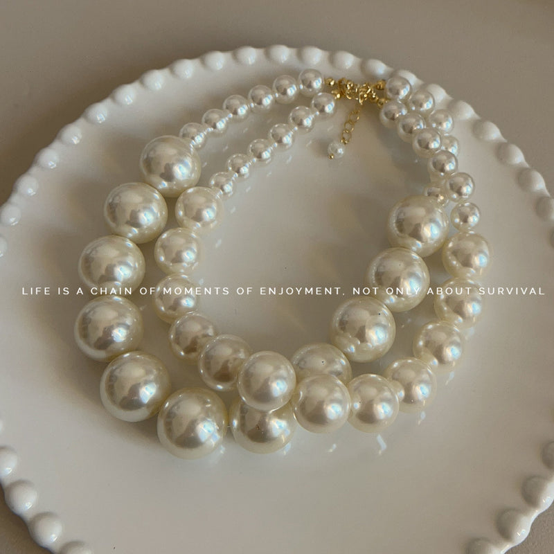 Exaggerated Large Pearl Choker Necklace Versatile Collarbone