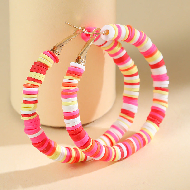 Bohemian Circle Hoop Polymer Clay Earrings