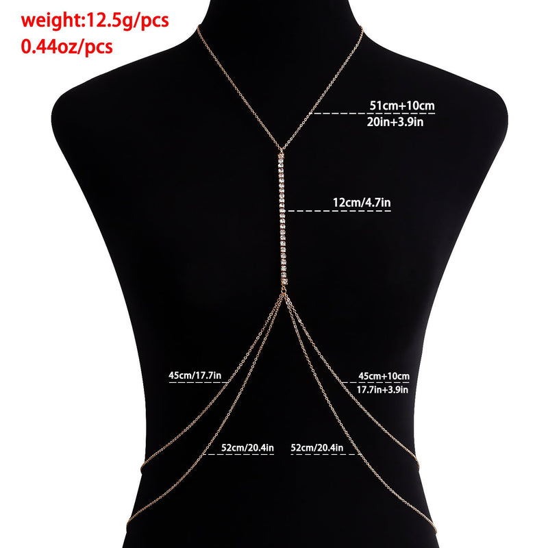 Simple Rhinestone Bikini Breast Chain Waist Chain Sexy Body Jewelry