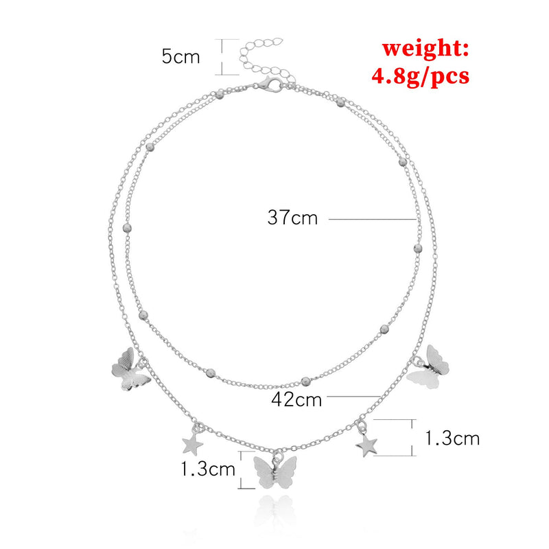 Multi-layer butterfly Pendant Choker Necklace