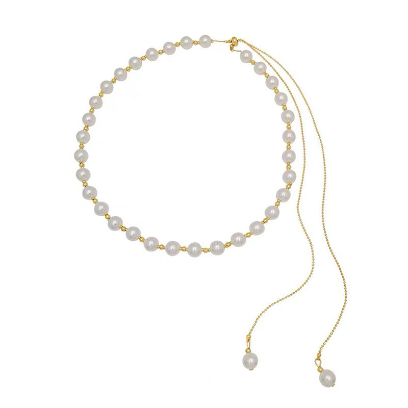 Pull Out Pearl Chain Choker Necklaces