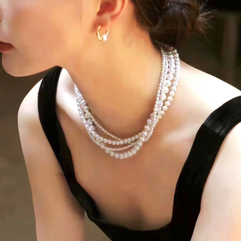 Simulated Pearl Chokers Multi-Layer Pearl Necklace