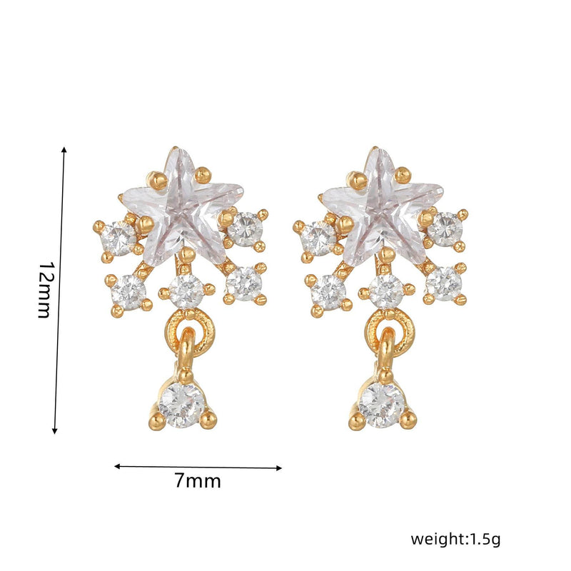 16 Pairs Pink Heart Stud Hoop Huggies Drop Earrings Set, 18K Gold Plated Stacking CZ & Pearl Designs, Planet Snowflake Moon Star | Cubic Zirconia