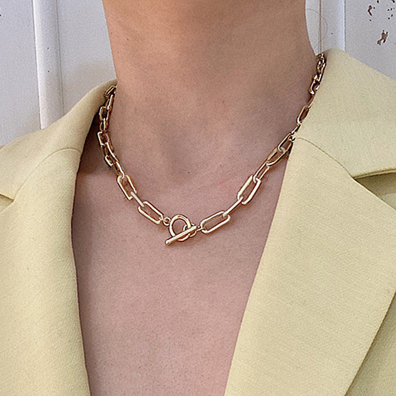 Thick Wide Toggle Clasp Link Chains Chunky Necklace