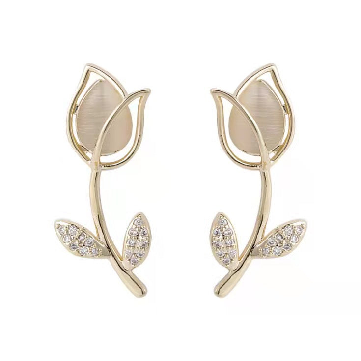 Opal Tulip Flower Earrings