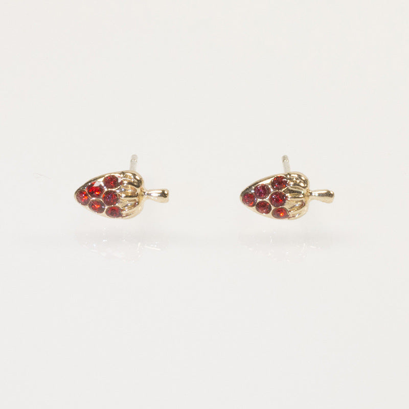 Rhinestone Strawberry Stud Earrings