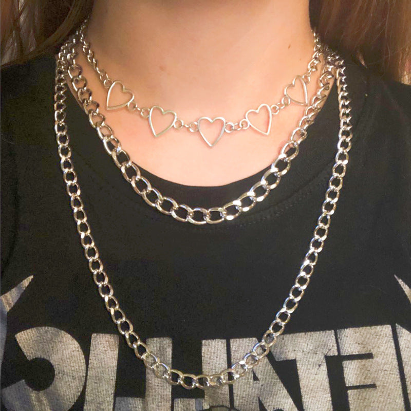 Layered Chain Necklace Neck Chains Lock Pendant Jewelry