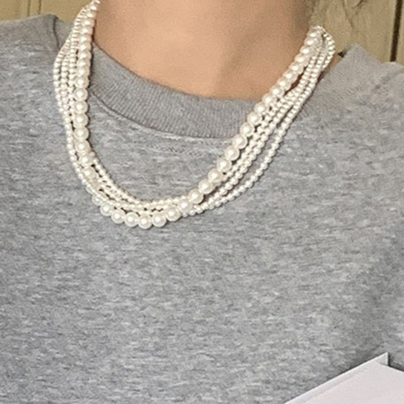Multi Layer Baroque Necklace Pearl Collarbone Chain