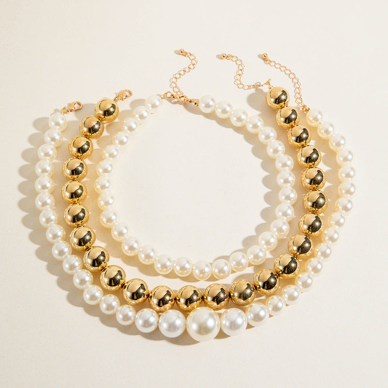 Imitation Pearl Multi-layer Beaded Necklace